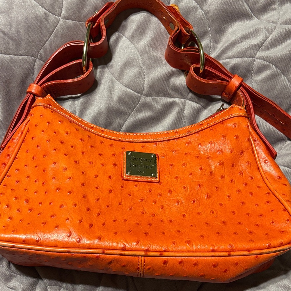 Dooney Orange Designer Leather Shoulder Bag